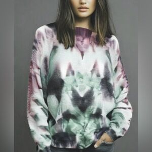 Anna Melani Watercolor Tie Dye Lightweight Sweater, Italian Made Large